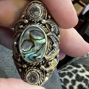 BIG Abalone and Tibetan Silver Ring